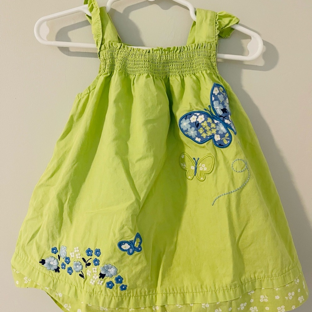 Gymboree Lime Green Dress with Blue Butterfly